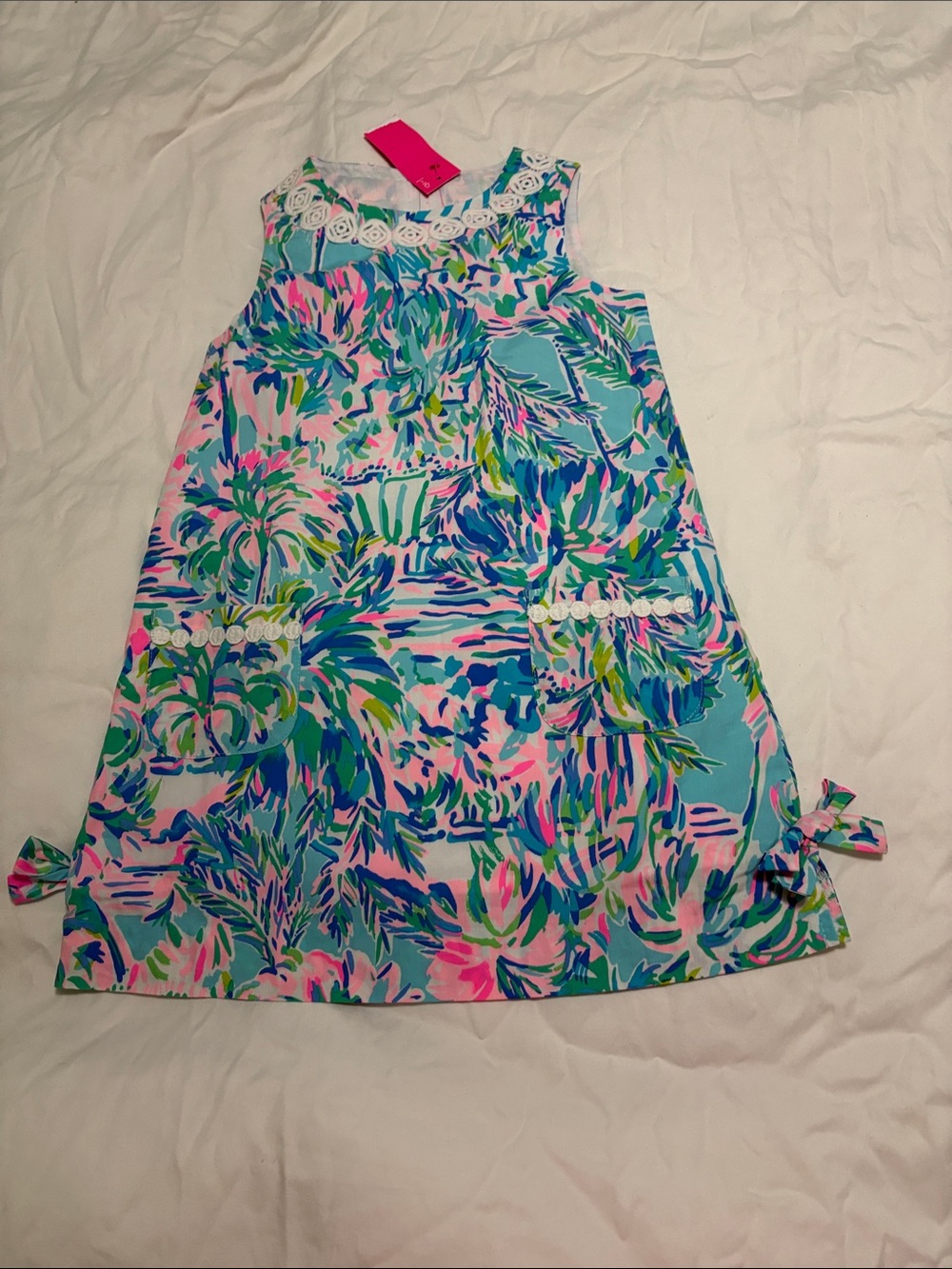 Lilly Pulitzer Girls Blue Pink Green Floral Shift Dress
